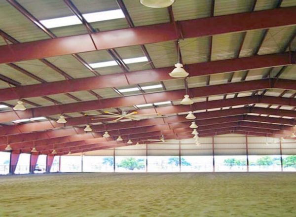 This image shows some of the elegant finishing options available in Capital Steel Industries metal horse buildings.